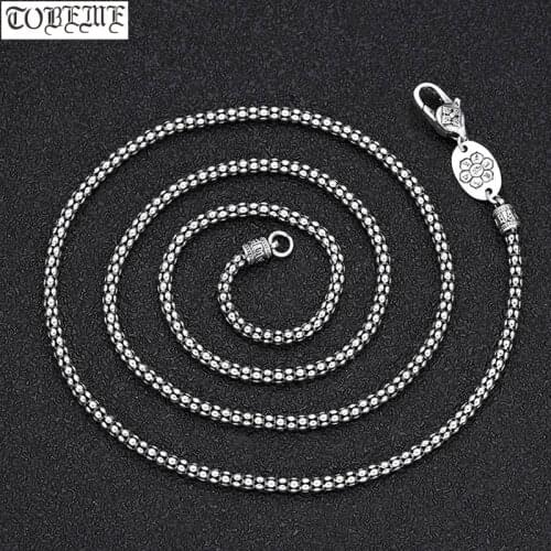 2.5mm 100% 925 Silver Necklace Tibetan Six Words Necklace Buddhist Vajra Dorje Necklace Good Luck Jewelry