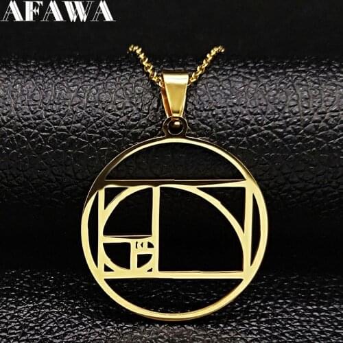 2021 Fashion Metatrons Cube Stainless Steel Necklace Chain Women Gold Color Necklaces Pendants jewelry collier femme N19333