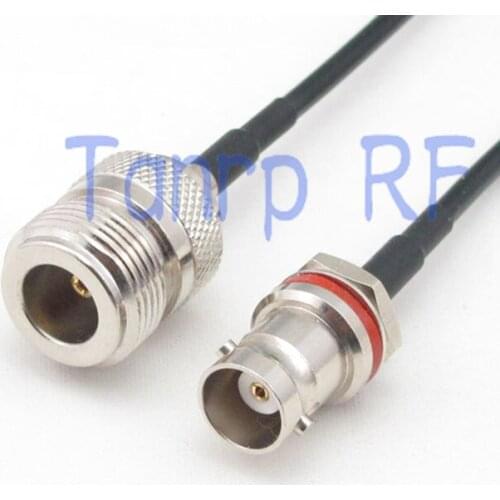 8in mini BNC female with nut bulkhead to N female RF connector adapter 20CM Pigtail coaxial jumper cable RG174 extension cord