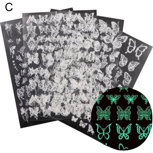 Nail accessories 4/16Pcs 3D Butterfly Colorful Luminous Transfer Foil Nail Art Manicure Stickers наклейки на ногти 2020