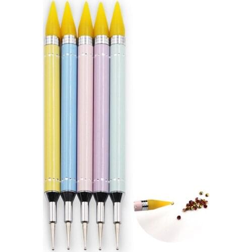 Diamond Embroidery Double Head Point Drill Pen Dot Painting Point Pen Nail Art Rhinestone Picker Wax Pencil Crystal Handle Tool