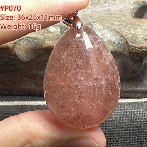 Natural Strawberry Quartz Beads Pendant Jewelry For Women Man Crystal Healing Wealth Luck 36x26x11mm Beads Silver Stone AAAAA