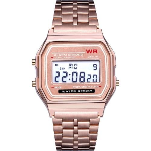 Rose Gold Silver Watches Men Women Electronic Digital Display Retro Style Clock Mens Relogio Masculin Reloj Hombre homme