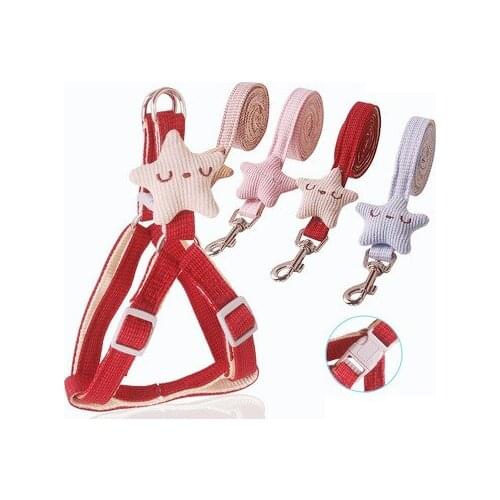 Puppy Rope Elastic New Plaid Stars Shaped Dog Rope Belt Dog Accessories Dog Harness Dog Harness and Leash Set Collar for cats