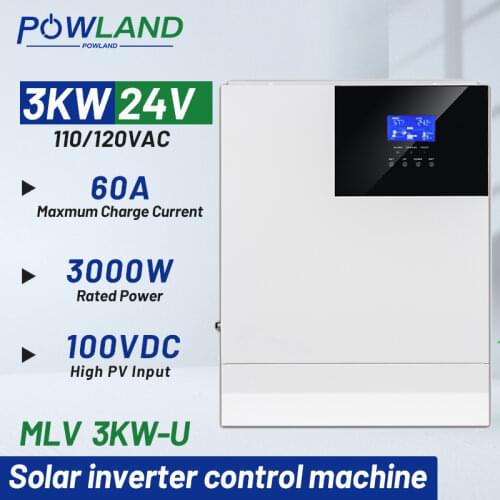 Solar Inverter 3000W Hybrid DC 24V To AC 110V 50HZ 60HZ Pure Sine Wave Inverter 3KVA 60A MPPT Charge Controller