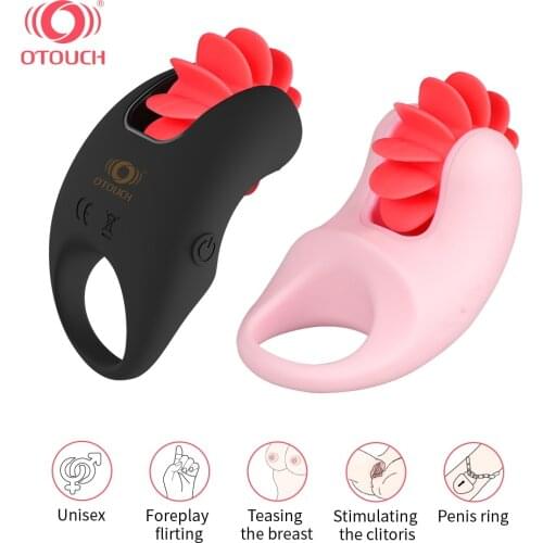 Mens Cock Penis Ring Rotation Tongue Nipple Pussy Licking Vibrating Clitoris Stimulation Adult Sexy Shop Erotic Toy For Couples