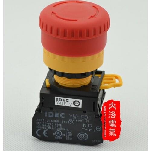 [ SA ]Japan and spring IDEC emergency stop button switch 22mm aperture YW1B-V4E01R 1 NC genuine--10PCS/LOT