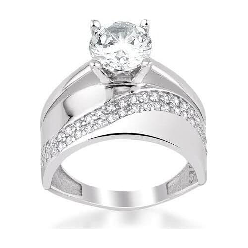925 Sterling Silver Solitaire Ring with Zircon Stone