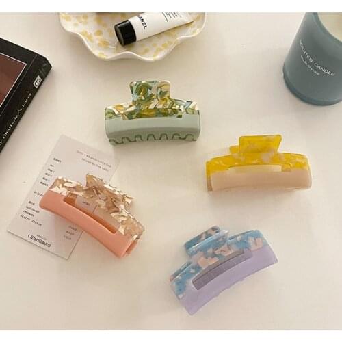 Korean Geometric Acetate Hair Claws Big Size Square Hair Crab Clip Leopard Grain Hair Clips For Women Fashion Hair Accessories