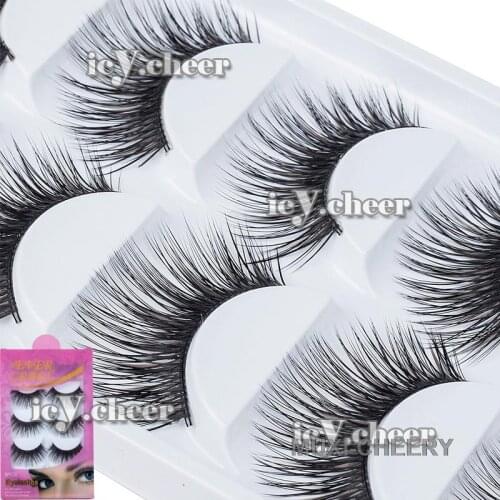ICYCHEER Makeup 5 Pairs Long Thick False Eyelashes Handmade Soft Fake Eye Lash Extension