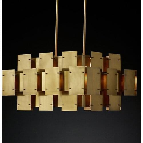 Postmodern creative bedroom personality restaurant chandelier simple Nordic American living room imitation copper color metal