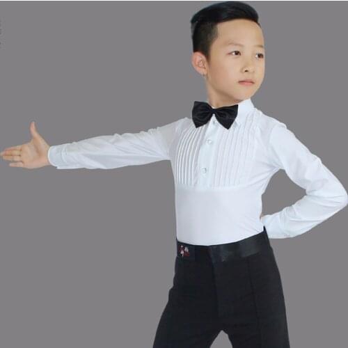 Hot Selling Children Latin Dance Wear Black White Cotton Original Tops Males Modern Frocks Jackets Boys Ballroom Shirts Y10492