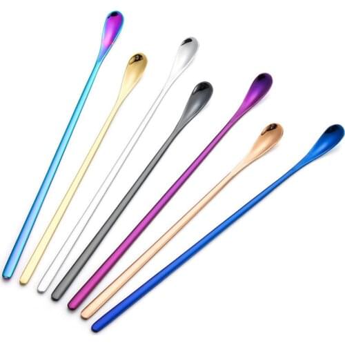 Stainless Steel Long Handle Stirring Ice Spoon Coffee Tea Spoons Tableware Thicken small spoon dessert spoon coffee ice spoons
