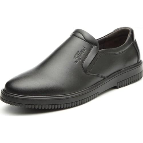 Mens leisure breathable waterproof cook shoes soft leather kitchen master worker dress hotel chef shoe work loafers protection