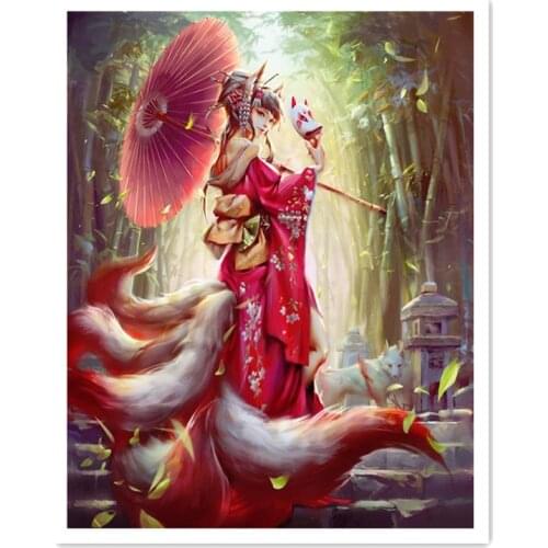 Ancient beauty and fox Animal For Embroidery Needlework 14CT Counted Unprinted DIY Cross Stitch Kits Handmade Art Wall Decor