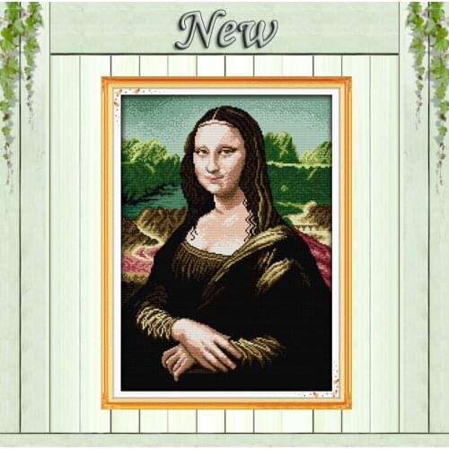 Mona Lisa Mascot painting Forever smile art counted printed on canvas DMC 11CT 14CT kits Cross Stitch embroidery needlework Sets