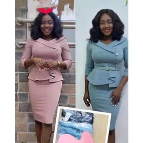 2020 new arrival autumn african women o-neck long sleeve plus size knee-length dress