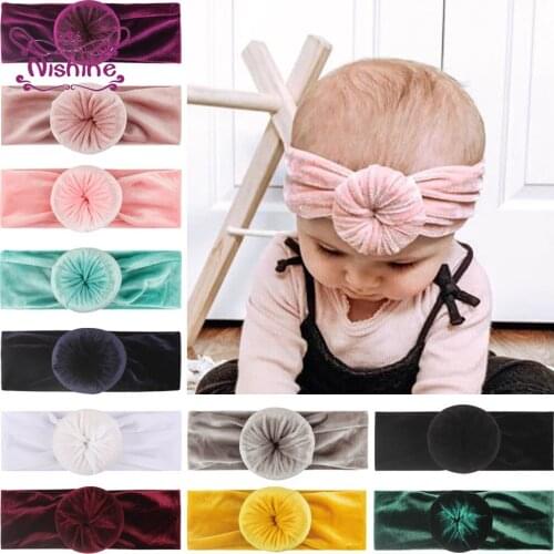 Nishine Solid Color Baby Headband Donuts Princess Hairband Wide Elastic Turban Headdress Clothing Accessories Festival Gifts