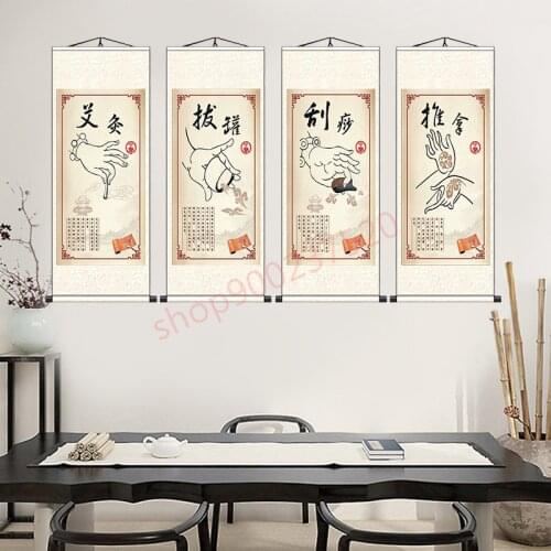 Customized) Traditional Chinese medicine health museum beauty salon, health care hanging pictures, silk wall decoration poster