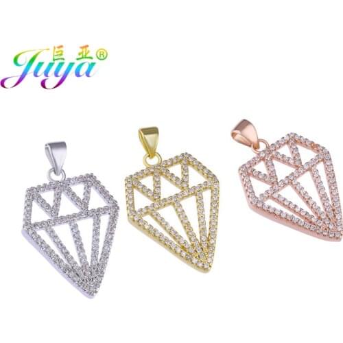Juya DIY Drop Charms Supplies Handmade Gold/Rose Gold Hanging Cat Hamsa Love Pendant Charms For Fashion Jewelry Making