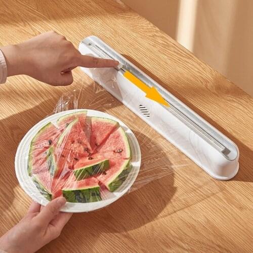Punch-Free Fixing Food Wrap Dispenser Cutter Foil Cling Film Wrap Dispenser Sharp Cutter Storage Holder Kitchen Tool