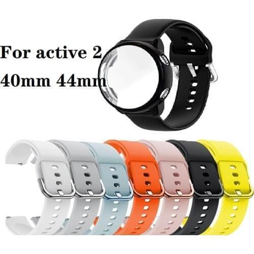 For Samsung Galaxy Watch Active 2 44mm Strap Full coverage Case Protector Film Silicone Bracelet For Active 40mm watch