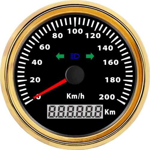 SAMDO 85mm Speed Gauge Odometer Speedometer With Cornering Lamp High Beam Light 200 Km/h Kph For Car Truck Vehicle 12V 24V
