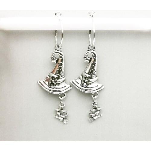 Witch Hat Earrings Cute Witchcraft Christmas Decoration Jewelry Small Hoop Earrings Women Gift Gothic Style Cosplay Animation