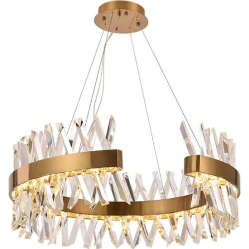 Modern Round Crystal Chandelier For Dining Room Rectangle Design Kitchen Island Lighting Fixtures Chrome LED Cristal Lustre