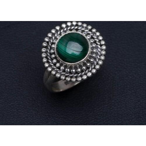 Natural Gemstone Unique Design Malachite 925 Sterling Silver Ring Size 6 AM709