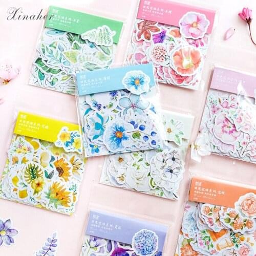 XINAHER 45 Pcs/bag Kawaii Japanese Decoracion Journal Cute Diary Flower Stickers Scrapbooking sticker children gift