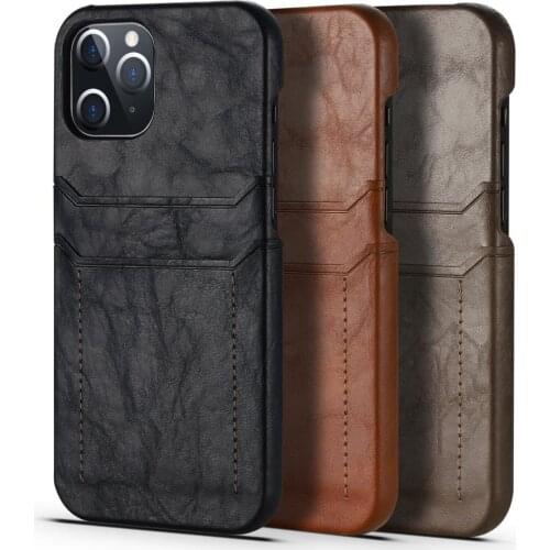 Ultra-thin Cowhide Phone Protective Case For iPhone 12 11 Pro Max Dual-Card bag Holster Cover For iPhone X XR XS 7 8 Plus Cases