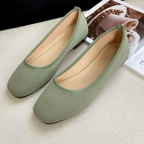 Women Shoes 2021 Bowknot flat Shoes Soft Pregnant Scoop Shoes Square Head Knitted Shoes Tide Girl Peas Shoes Female Ballet Shoes