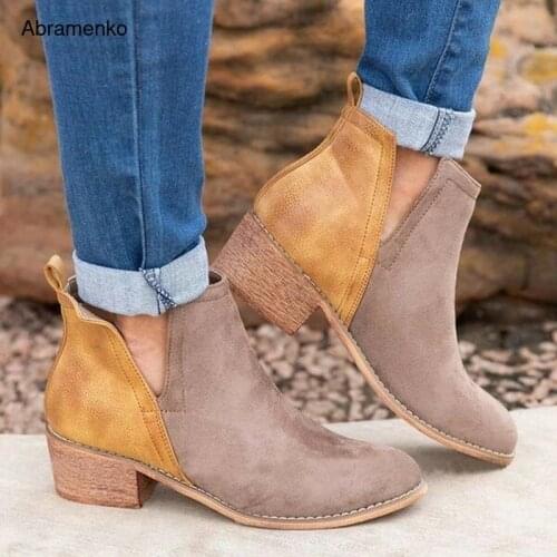 Women Shoes High Heel vintage Leather Mid-Calf Boots Female Chunky Mid Heels Casual Botas Mujer Booties Feminina Plus Size 35-43