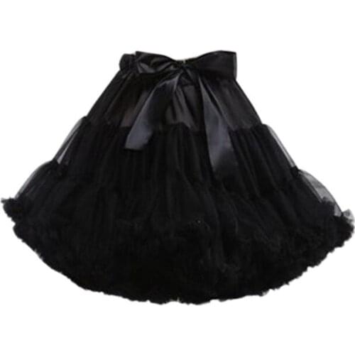 Womens Lolita Cosplay Petticoat A-Line Puffy Tutu Skirt Layered Pleated Tulle Ballet Dance Pettiskirts Elastic Waist Bowknot