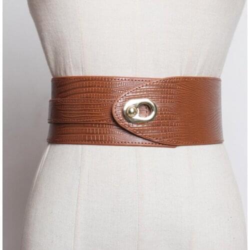 Womens runway fashion pu leather elastic Cummerbunds female Dress Corsets Waistband Belts decoration wide belt R2554