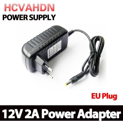 1PCS 12V2A AC 100V-240V Converter Adapter DC 12V 2A 2000mA Power Supply EU Plug 5.5mm x 2.1-2.5mm for LED CCTV
