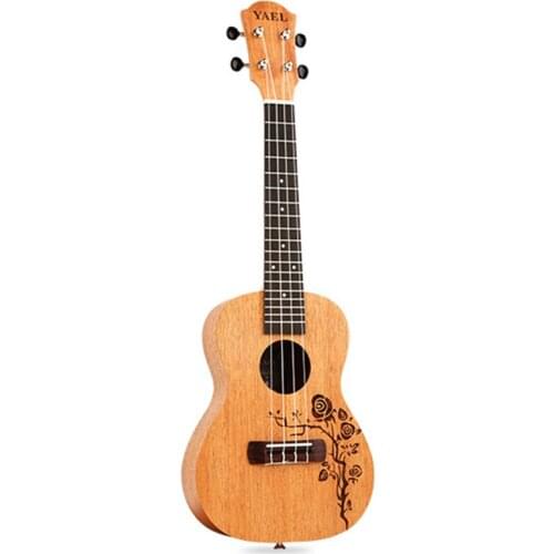 23 Inch Flower Vine Ukulele Mahogany Solid Mini Guitar 4 String Rosewood Fingerboard Performance Professional Instrument UK2368