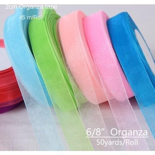 50Yards/Roll Organza Ribbons for Wedding Christmas Party Decoration 20mm Chiffon Ribbon DIY Bow Craft Ribbons Card Gift Wrapping