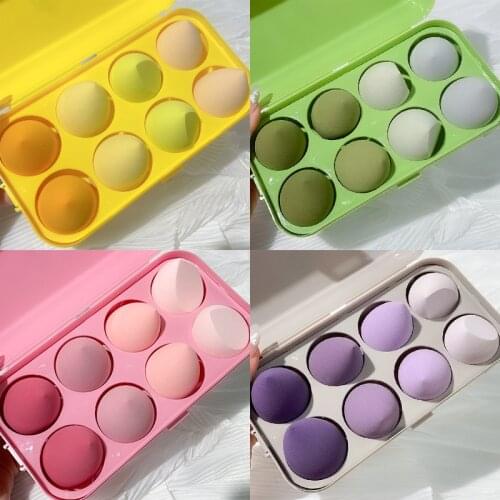 8 Pcs Color Boxed Beauty Make Up Cosmetic Powder Puff Blender Face Foundation Makeup Sponge Set Wet&dry Use Tools