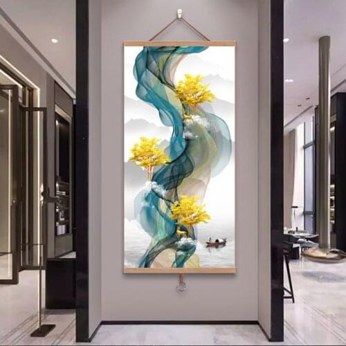 Abstract Golden Deer Canvas Painting Posters and Prints Blue Gold Quadros Wall Art Modern Pictures for Living Room Home Decor