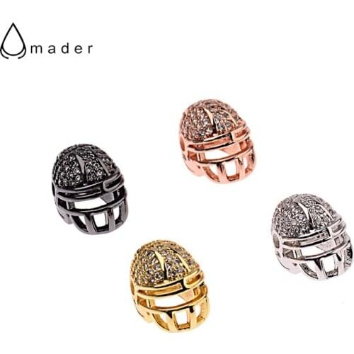 Amader White Micro-Inlaid Zircon Helmet Charm Beads For DIY Bracelet 4 Colors Copper Spacer Beads For Jewelry Making BD1064