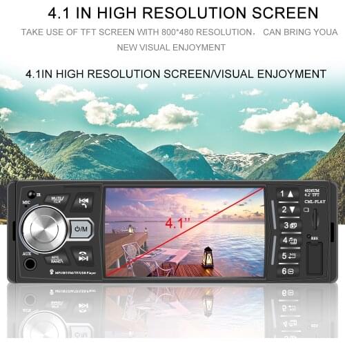 ISO Remote Multicolor Lighting 1 Din 4.1 Inch Car Radio Audio Video MP5 Player Auto Parts TF USB Fast Charging Bluetooth 4.2