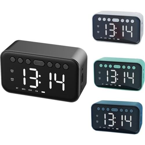 Bluetooth AI Alarm Clock Speaker with Digital LED LCD Display Wireless Mirror FM Radio Sound Box for Home Outdoors