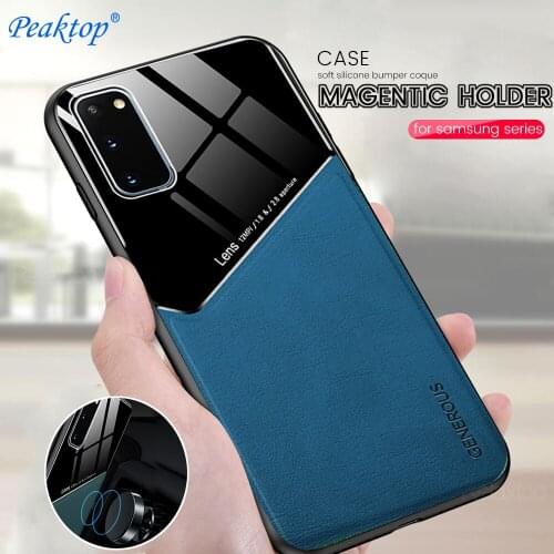 S 20 fe case for samsung s20fe case leather texture magnetic car holder silicone cover gelaxi s20 fe note 20 s21 s 21 ultra plus