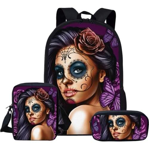 Children School Backpacks Skull Rose Kid School Bags Set for Teenage Girls Student Book Bag Women Satchel Bolsas Mochilas