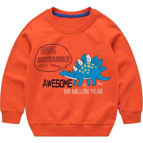 Spring Autumn New Children Boys Fashion Cartoon Dinosaur Long Sleeve O-Neck Pollver Top Sweatshirts Hoodies Dropshipping