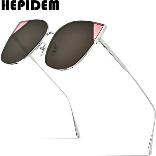 HEPIDEM Cat Eye Sun Glasses for Women 2020 New Luxury Brand Design High Quality Alloy Sunglasses Men with Mirror Nylon Lens 5019