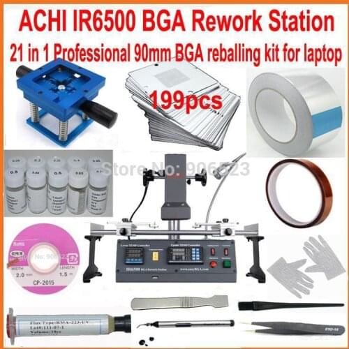 Hot sale ACHI IR6500 infrared BGA rework station IR soldering station + 90mm 199pcs laptop stencils bga reballing kit + 20 gift