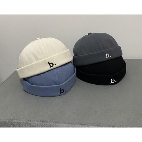 Mens Womens Caps Beanies Skullcap Hat Sailor Docker Casual Letter Embroidery Skullcap Beanie Rolled Cuff Brimless Cap